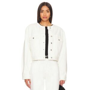 New Citizens of Humanity Renata Denim Jean Jacket Collarless White Pashmina